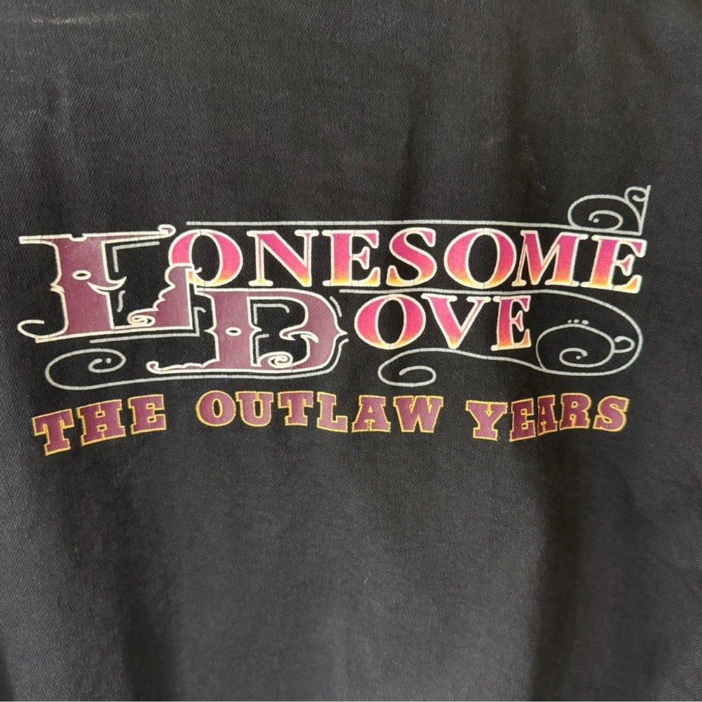 Vintage 90s Lonesome Dove The Outlaw Years Black &Tan Denim Crew Jacket Size M - Picture 10 of 16